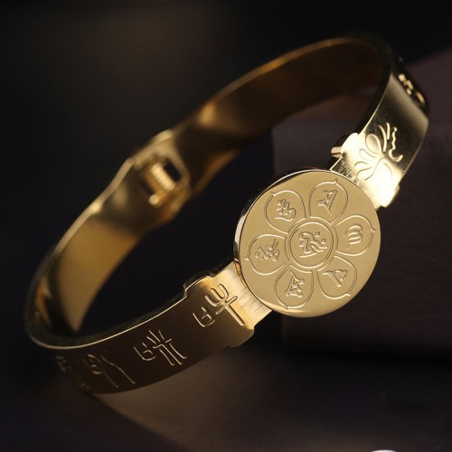 Yin Yang Lotus Om Mani Padme Hum Titanium Steel Bracelet Yin Yang Lotus Om Mani Padme Hum Titanium Steel Bracelet
