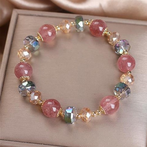 Strawberry Quartz Colorful Crystal Positive Bracelet Strawberry Quartz Colorful Crystal Positive Bracelet