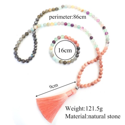 108 Mala Beads Fluorite Black Glitter Stone Protection Bracelet