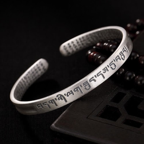 999 Sterling Silver Heart Sutra Protection Bracelet 999 Sterling Silver Heart Sutra Protection Bracelet