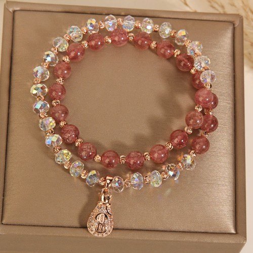 Strawberry Quartz Money Bag Positive Bracelet
