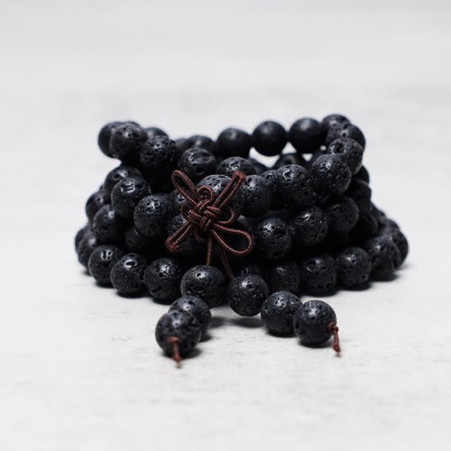 Lava Rock Beads Prayer Mala Necklace Lava Rock Beads Prayer Mala Necklace