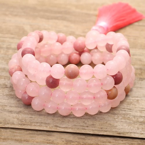 108 Mala Pink Crystal Love Tassel Bracelet 108 Mala Pink Crystal Love Tassel Bracelet