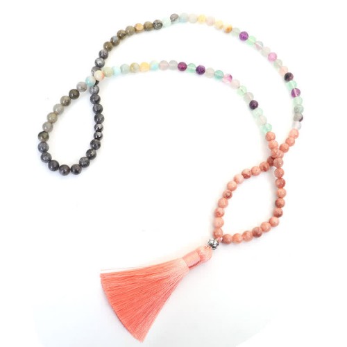 108 Mala Beads Fluorite Black Glitter Stone Protection Bracelet