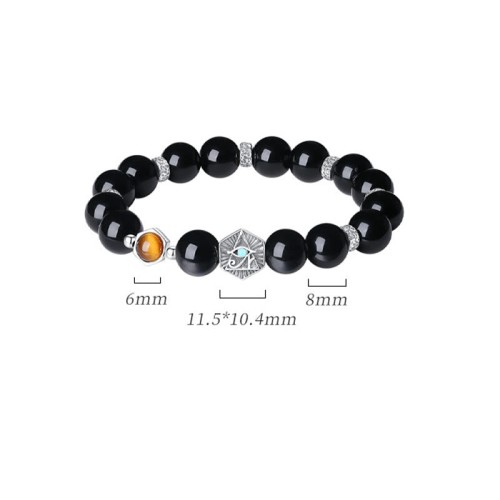 925 Silver Black Obsidian Eye of Providence Bracelet 925 Silver Black Obsidian Eye of Providence Bracelet