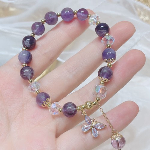 Amethyst Crystal Butterfly Charm Bracelet Amethyst Crystal Butterfly Charm Bracelet