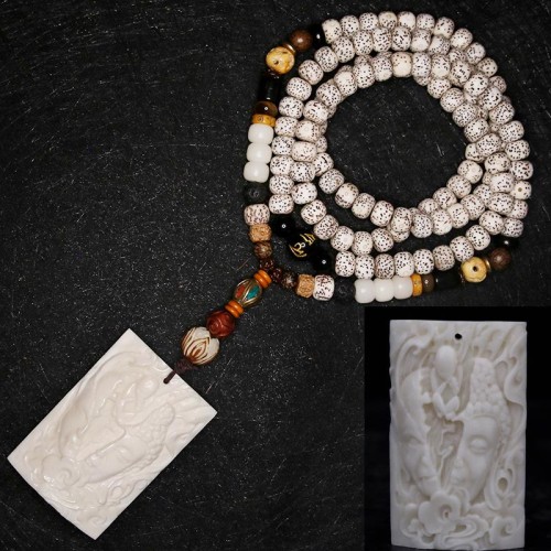 Bodhi Seed Yak Bone Avalokitesvara Bracelet Bodhi Seed Yak Bone Avalokitesvara Bracelet