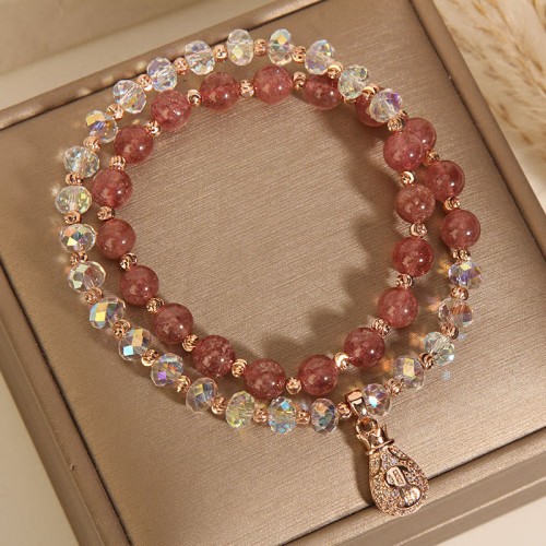 Strawberry Quartz Money Bag Positive Bracelet