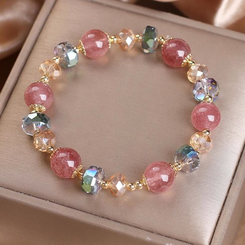Strawberry Quartz Colorful Crystal Positive Bracelet Strawberry Quartz Colorful Crystal Positive Bracelet