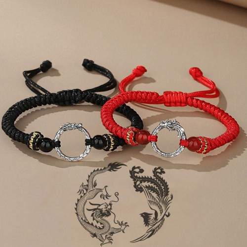 Handmade 925 Silver Dragon Phoenix Peace Buckle Bracelet Handmade 925 Silver Dragon Phoenix Peace Buckle Bracelet