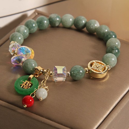 Strawberry Quartz Jade Fu Charm Healing Bracelet Strawberry Quartz Jade Fu Charm Healing Bracelet