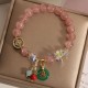 Strawberry Quartz Jade Fu Charm Healing Bracelet Strawberry Quartz Jade Fu Charm Healing Bracelet