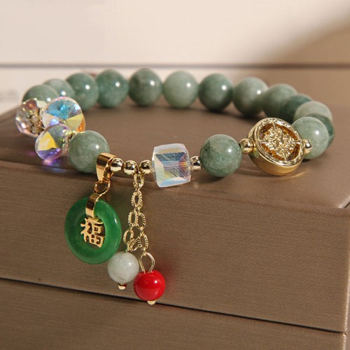 Strawberry Quartz Jade Fu Charm Healing Bracelet Strawberry Quartz Jade Fu Charm Healing Bracelet