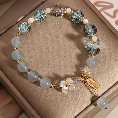 Blue Crystal Amethyst Chalcedony Flower Bracelet Blue Crystal Amethyst Chalcedony Flower Bracelet