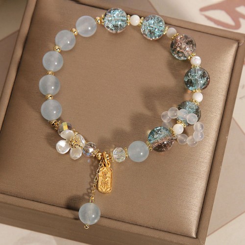 Blue Crystal Amethyst Chalcedony Flower Bracelet Blue Crystal Amethyst Chalcedony Flower Bracelet