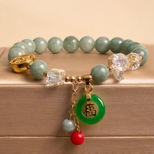 Strawberry Quartz Jade Fu Charm Healing Bracelet Strawberry Quartz Jade Fu Charm Healing Bracelet