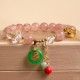Strawberry Quartz Jade Fu Charm Healing Bracelet Strawberry Quartz Jade Fu Charm Healing Bracelet