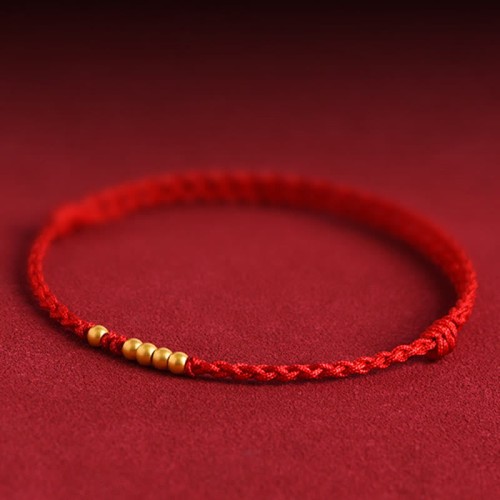 999 Gold Beads Luck Braided Couple Bracelet