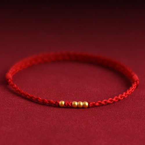 999 Gold Beads Luck Braided Couple Bracelet