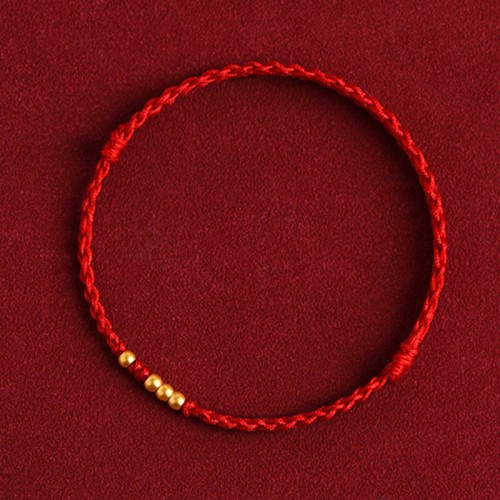 999 Gold Beads Luck Braided Couple Bracelet