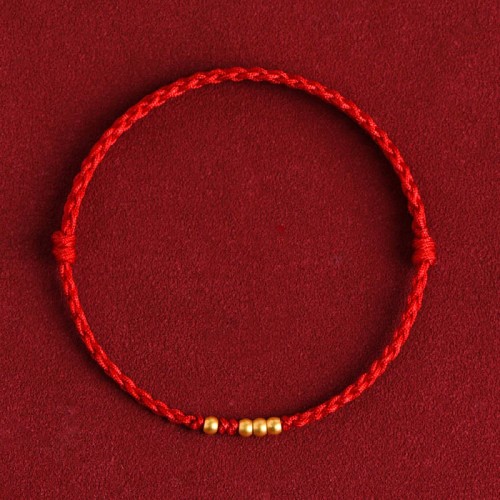 999 Gold Beads Luck Braided Couple Bracelet