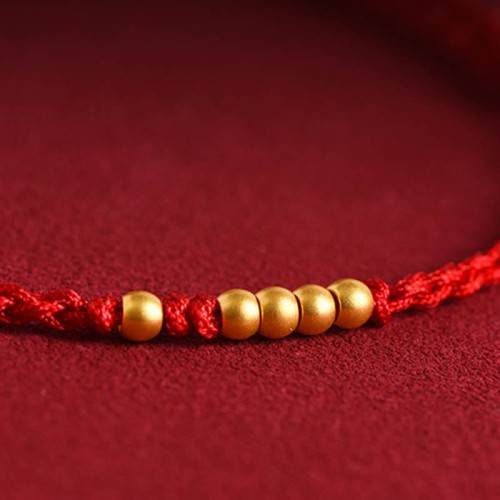 999 Gold Beads Luck Braided Couple Bracelet