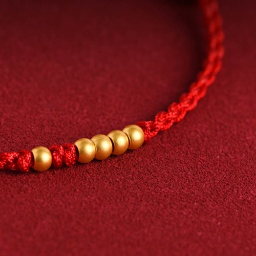 999 Gold Beads Luck Braided Couple Bracelet