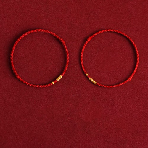 999 Gold Beads Luck Braided Couple Bracelet