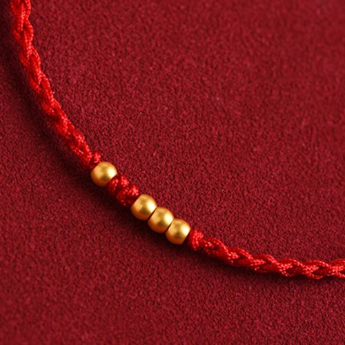 999 Gold Beads Luck Braided Couple Bracelet