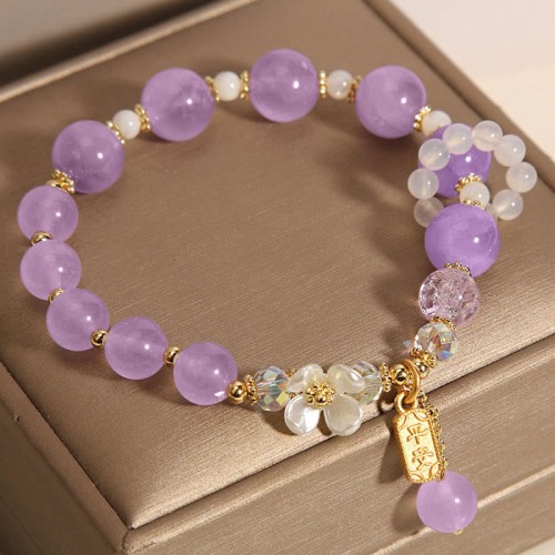 Blue Crystal Amethyst Chalcedony Flower Bracelet Blue Crystal Amethyst Chalcedony Flower Bracelet