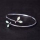 Leaf Pattern Cat Eye Support Cuff Bangle