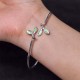 Leaf Pattern Cat Eye Support Cuff Bangle