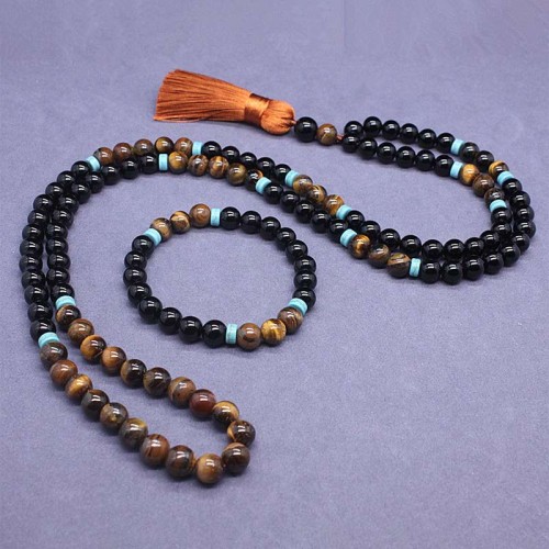Tibetan Black Onyx Peace Mala Set Tibetan Black Onyx Peace Mala Set