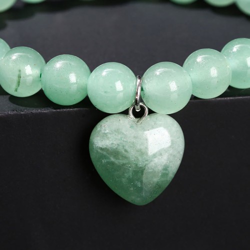 Crystal Green Aventurine Love Heart Balance Bracelet Crystal Green Aventurine Love Heart Balance Bracelet