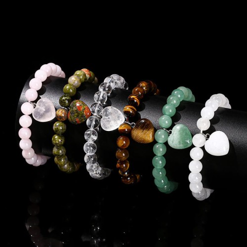 Crystal Green Aventurine Love Heart Balance Bracelet Crystal Green Aventurine Love Heart Balance Bracelet