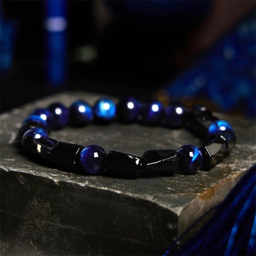 Blue Tiger Eye Black Tourmaline Strength Bracelet