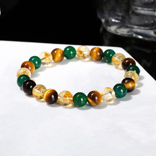 Tiger Eye Green Agate Citrine Mix Protection Bracelet Tiger Eye Green Agate Citrine Mix Protection Bracelet
