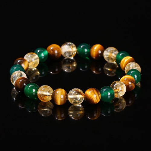Tiger Eye Green Agate Citrine Mix Protection Bracelet Tiger Eye Green Agate Citrine Mix Protection Bracelet