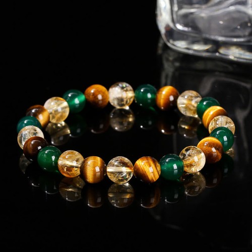 Tiger Eye Green Agate Citrine Mix Protection Bracelet Tiger Eye Green Agate Citrine Mix Protection Bracelet