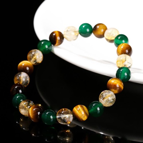 Tiger Eye Green Agate Citrine Mix Protection Bracelet Tiger Eye Green Agate Citrine Mix Protection Bracelet