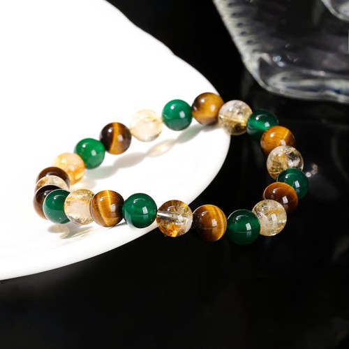 Tiger Eye Green Agate Citrine Mix Protection Bracelet Tiger Eye Green Agate Citrine Mix Protection Bracelet