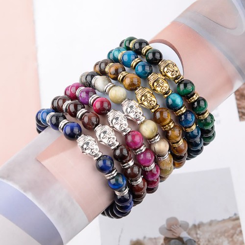 Blue Green Red Tiger Eye Buddha Balance Bracelet Blue Green Red Tiger Eye Buddha Balance Bracelet