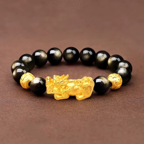 Gold Sheen Obsidian PiXiu Wealth Bracelet Gold Sheen Obsidian PiXiu Wealth Bracelet