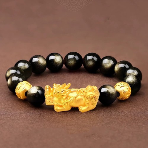 Gold Sheen Obsidian PiXiu Wealth Bracelet Gold Sheen Obsidian PiXiu Wealth Bracelet