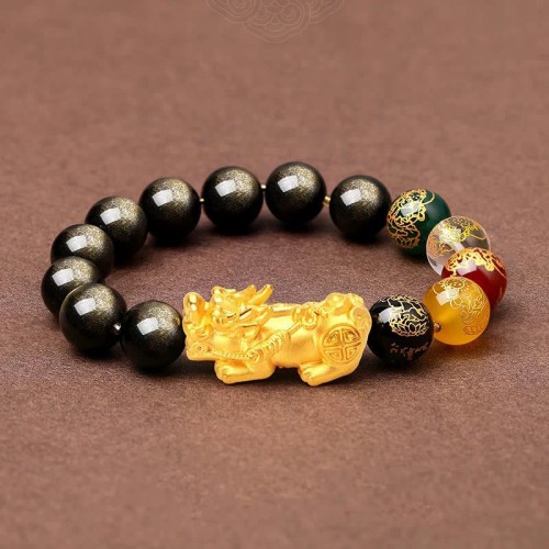 Gold Sheen Obsidian PiXiu Wealth Bracelet Gold Sheen Obsidian PiXiu Wealth Bracelet