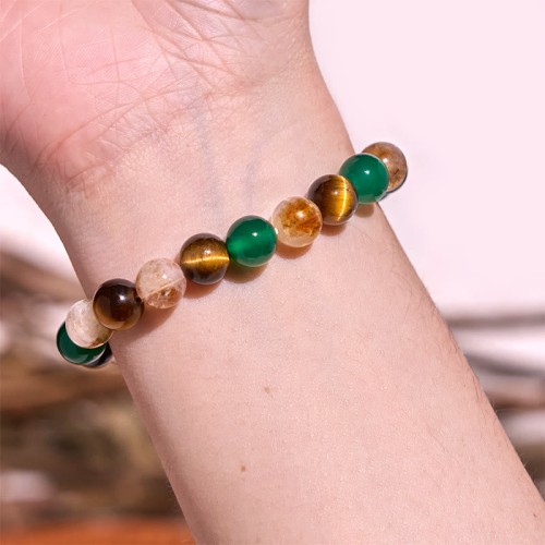 Tiger Eye Green Agate Citrine Mix Protection Bracelet Tiger Eye Green Agate Citrine Mix Protection Bracelet