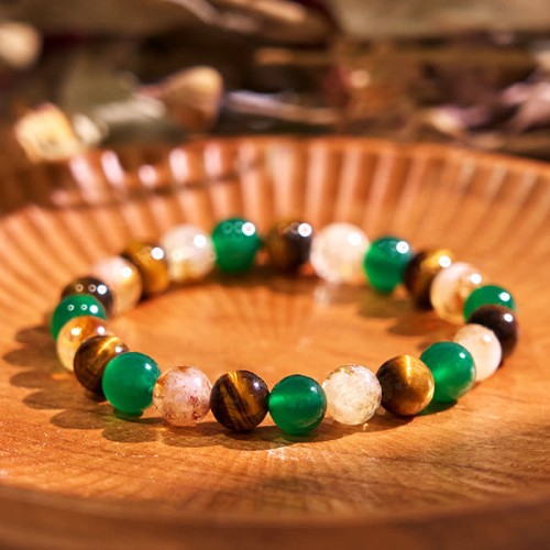 Tiger Eye Green Agate Citrine Mix Protection Bracelet Tiger Eye Green Agate Citrine Mix Protection Bracelet