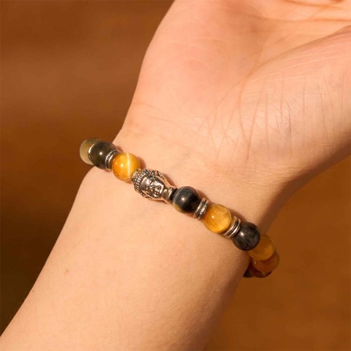 Blue Green Red Tiger Eye Buddha Balance Bracelet Blue Green Red Tiger Eye Buddha Balance Bracelet