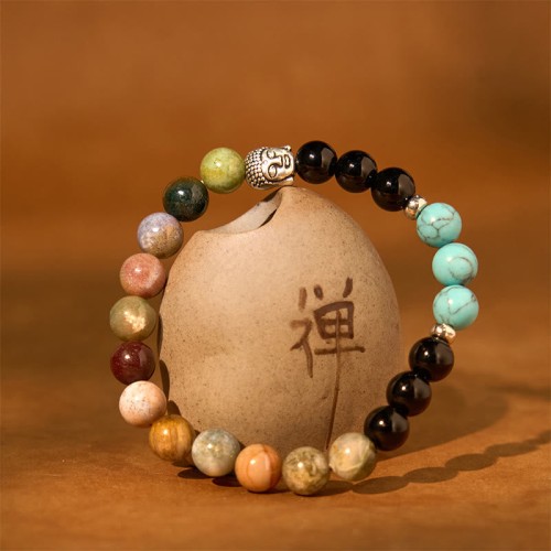 Black Onyx Buddha Head Protection Bracelet Black Onyx Buddha Head Protection Bracelet