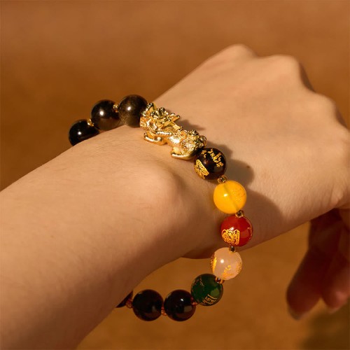 Gold Sheen Obsidian PiXiu Wealth Bracelet Gold Sheen Obsidian PiXiu Wealth Bracelet